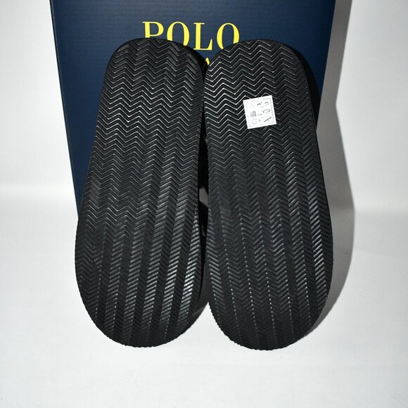 Polo Ralph Lauren Polo Irving Leather Logo Slippers in Black Size:10 #SML4726ARL